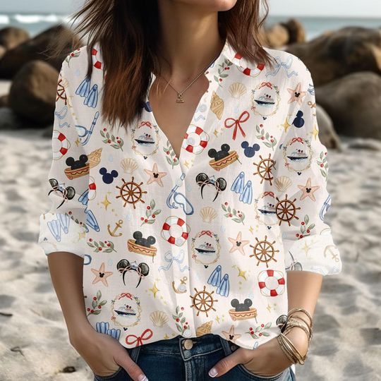 Discover Disney Cruise Blouse Shirt, Disney Nautical Vacation Shirt, Family Matching Cruise Trip, Ocean Travel Souvenir Women Shirt Gift For Her