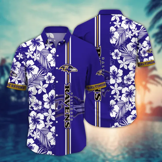 Discover Baltimore Football Short Sleeve Sunlittime Aloha Tropical Hawaiian Shirt
