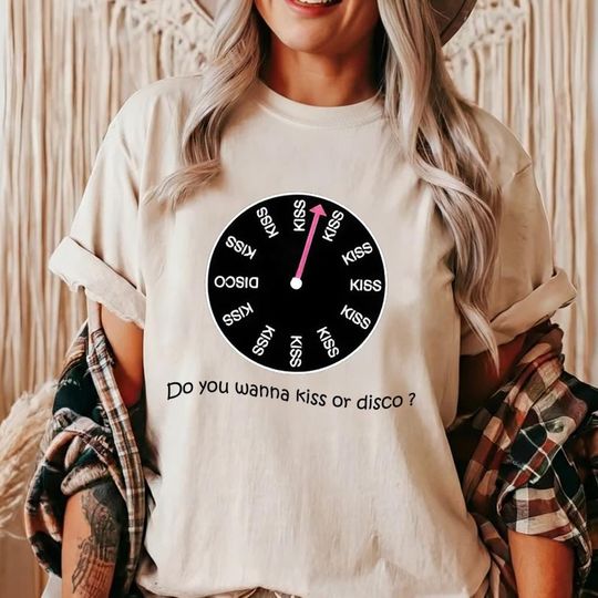 Discover Do You Wanna Kiss or Disco Shirt - Retro Aesthetic Tee for Women - Fun Romantic Gift for Girlfriend
