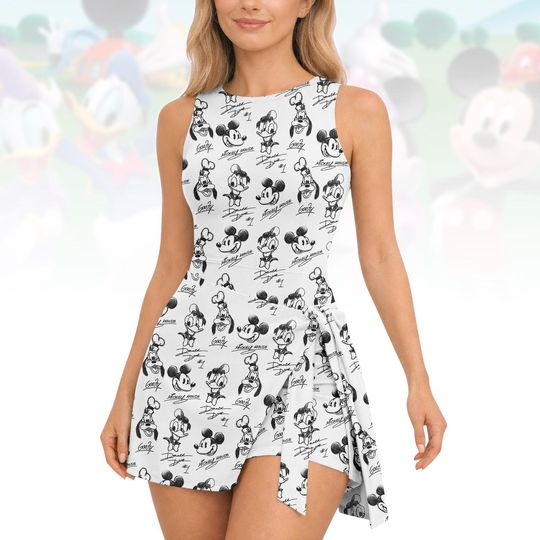 Discover Mickey and Friends Tennis Dress Skirt, Disney Cartoon Skater Dress, Animal Kingdom Dress For Women, Disney Athletic Skirt