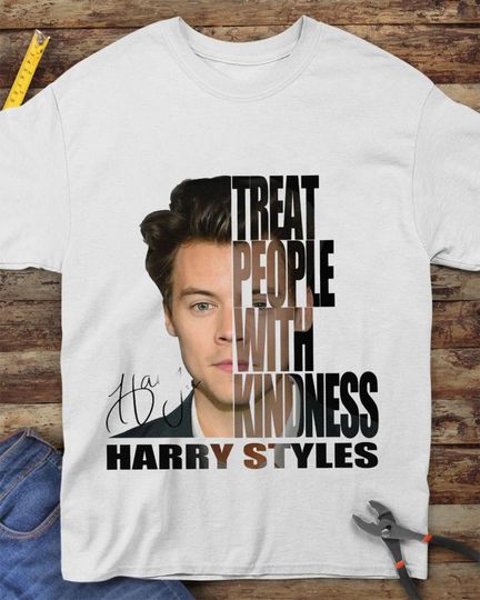 Discover Treat People With Kindness Harry Fine Line Signature Shirt, Harry Retro Shirt Harry Shirt Gift, Harry RetroShirt