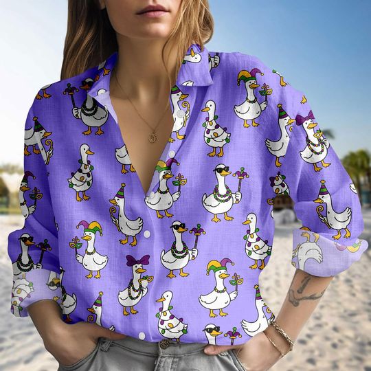 Discover Mardi Gras Goose Blouse Shirt, Funny Mardi Gras Women Shirt, Mardi Goose Casual Shirt, Gift For Her