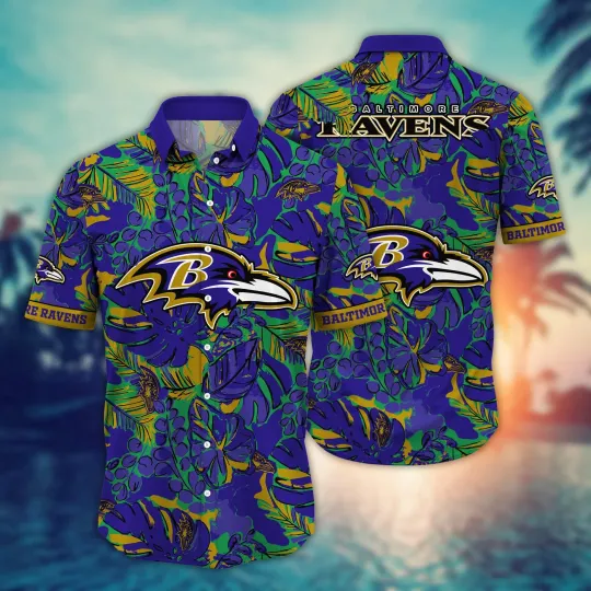 Discover Baltimore Football Short Sleeve Button Up Travel Aloha Tropical Hawaiian Shirt