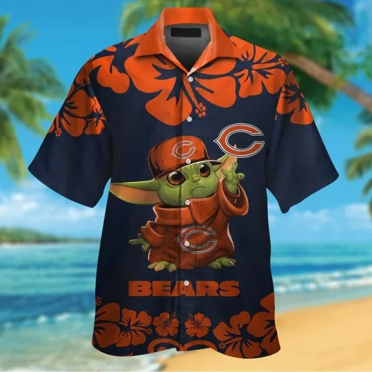 Discover Chicago Bears Baby Yoda Short Sleeve Button Up Tropical Hawaiian Shirt