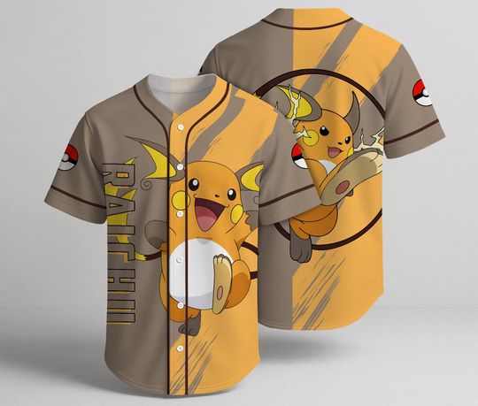 Mouse Baseball Jersey, Cute Electric Mouse Jersey Shirt, Summer Button Up Shirt, Baseball Shirt Gifts