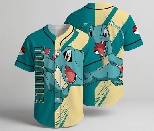 Chompy Baseball Jersey, Funny Shirt, Cute Chompy Button Up Summer Shirt, Anime Baseball Shirt Gift