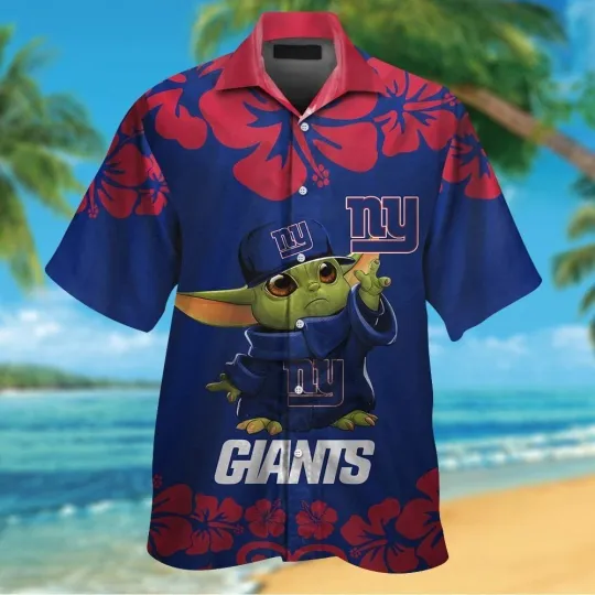 Discover New York Football Short Sleeve Button Up Tropical Hawaiian Shirt