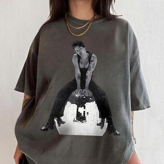Discover Harry Kiss All The Time Shirt, Disco Occasionally, Seated on a Disco Ball