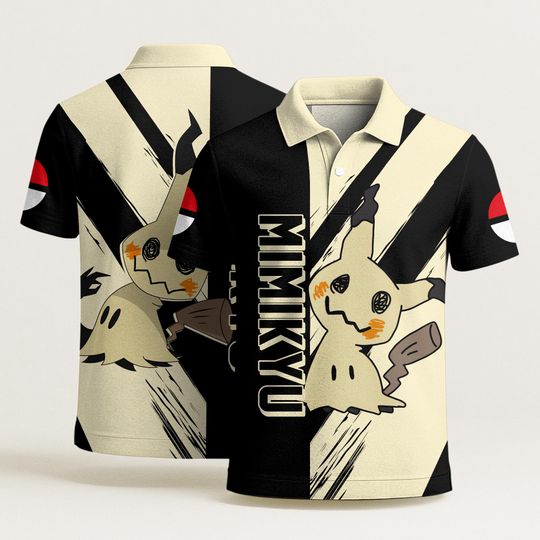 Discover Mimi Polo Shirt, Cute Kawaii Polo Shirt Pattern, Funny Summer Beach Aloha Shirt, Vintage Tropical Gift