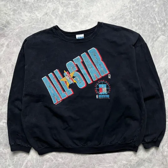 VTG 80s NBA ALL STAR GAME 1989 HOUSTON SALEM SPORTSWEAR SWEATSHIRT SIZE XL