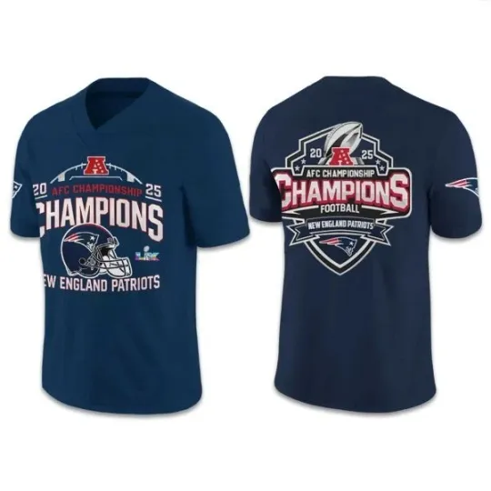 Discover Men's Patriotss 2025 A.F.C Champions  All stitched Jersey