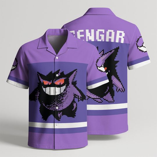 Discover Shadow King Hawaiian Shirt, Pixel Art Summer Hawaiian Shirt, Retro Ghost Button Up Shirt, Hawaii Beach Outfit, Shadow King Shirt Gift