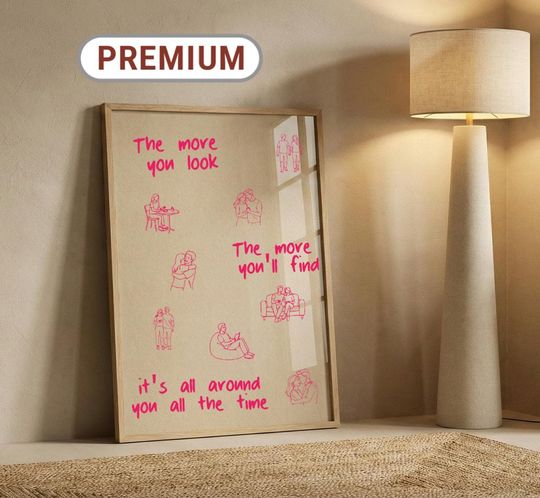 Discover Olivia Dean lyrics Print art, The more you look poster, couple romantic wall art, Pink home decor, printable love quote, digital download