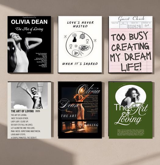 Discover Olivia Dean Poster Set | 9 PNG Music Art Prints (Digital Download)