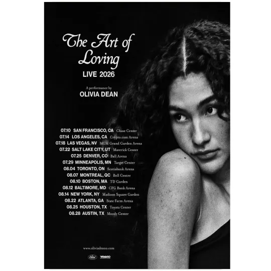Discover Olivia Dean The Art of Loving Live Tour 2026 Dates Poster
