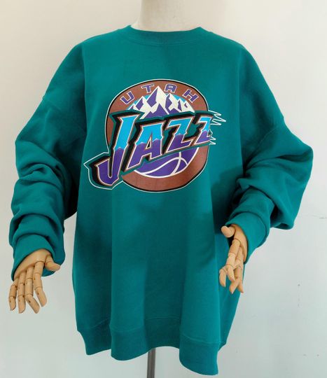 Discover Vintage 90s Utah Jazz NBA Green Sweatshirt 2XL By Lee