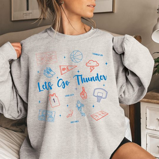 Oklahoma City Basketball Doodle Sweatshirt Oklahoma City Thunder Lets Go Thunder Shirt NBA Sweatshirt Thunder Sweatshirt Game Day Shirt