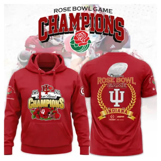 Discover Indiana Hoosiersa 2026 Rose B.owl Champions Indiana Hoosierss Game Hoodie Red