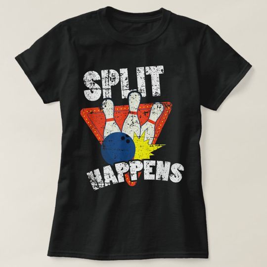 Discover Split Happens Retro Vintage T-Shirt for Bowling