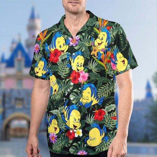 The Little Mermaid Summer Vibe Tropical Hawaiian Shirt, Mermaid Lover Shirt, Short Sleeve Button Down Shirt, Aloha Shirt