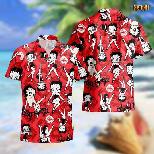 Discover Betty Boop Summer Vibe Tropical Hawaiian Shirt, Betty Boop Lover Shirt, Short Sleeve Button Down Shirt ,Aloha Summer Beach Shirt