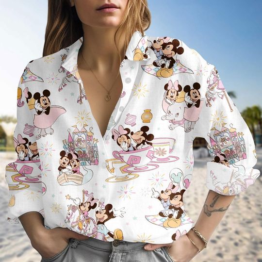 Discover Disney Mickey And Minnie Mouse Blouse Shirt, Disney Castle Women Shirt, Magic Kingdom Shirt, Disneyland Gift