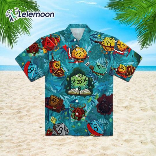 Discover DnD Dice Hawaiian Shirt, Roleplaying Game Shirt, Dungeons And Dragons Shirt, Short Sleeve Button Down Shirt Outfit, Aloha Summer Beach Shirt