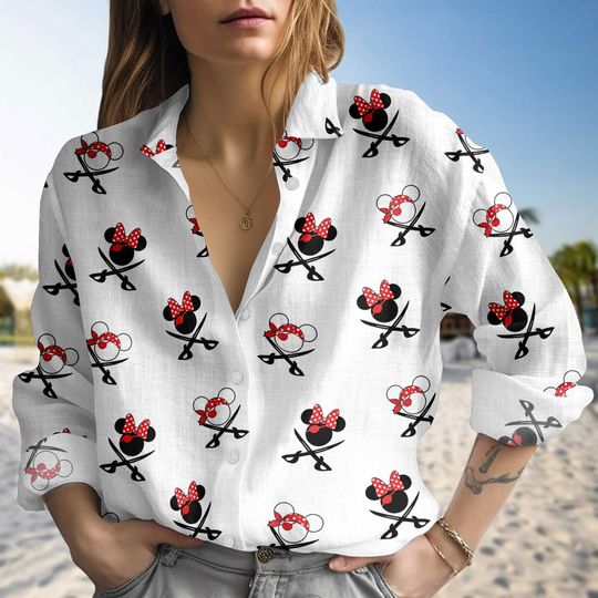 Discover Mickey and Minnie Pirates Blouse Shirt, Disney Pirates Of Caribbean Shirt, Mickey And Minnie Shirt For Her