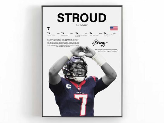 Discover CJ Stroud Football Player Poster - Sports Room Wall Art - Vertical Premium Matte Poster