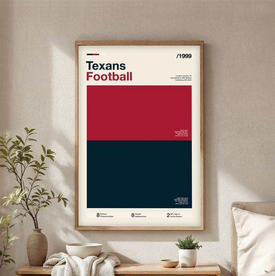 Discover Texans Football Vertical Poster | Modern Team Colors Artwork
