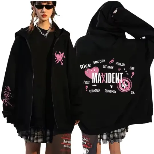 Discover Stray Kids Maxident Hoodie 3D Zip Hoodies Fan Merchandise for Stay Concert Outfit