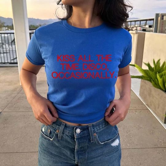 Discover Kiss All The Time. Disco, Occasionally Baby Tee, Album Celebration T-shirt, Ha Style Shirt