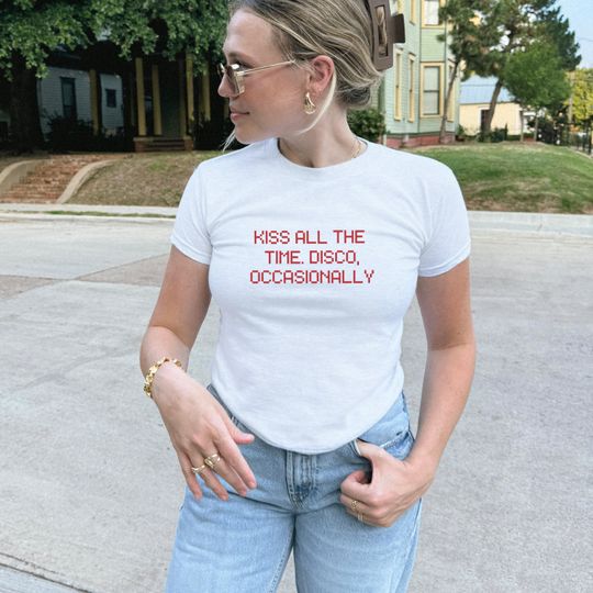 Discover Kiss All The Time. Disco, Sometimes. Baby Tee Shirt, Harry, Y2K Baby Tee, New Album Harry