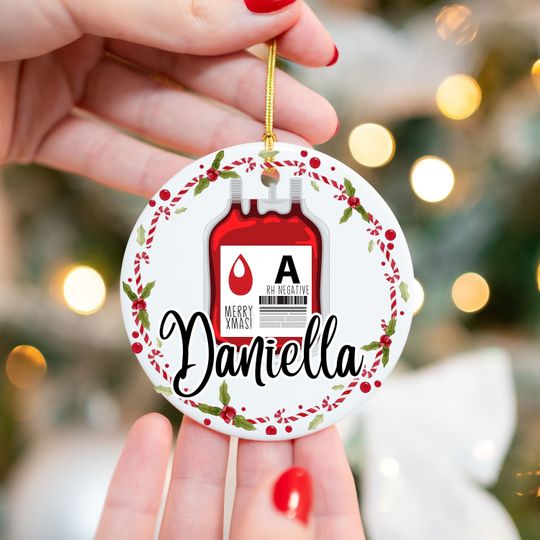 Personalized Blood Bank Christmas Ornament, Medical Lab Science, Coworker Christmas Gift, Laboratory Gift