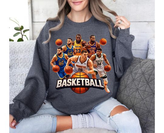 Discover Basketball Sweatshirt  NBA Inspired Basketball Players Design  Streetwear Sports Crewneck  Basketball Lover Gift  Unisex Sweatshirt