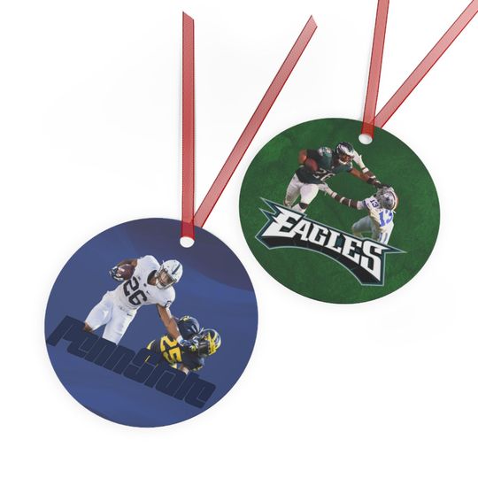 Metal Ornament, Saquon Barkley, Eagles, Penn State, Philadelphia Football, Stiff Arm, Dcor, Christmas Tree Ornament