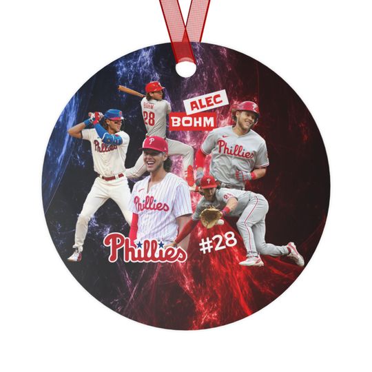 Metal Ornament, Philadelphia Phillies Alec Bohm 2-Sided, Gift, Baseball, Christmas
