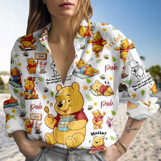 Discover Winnie The Pooh Blouse Set, Pooh Bear Women Shirt, Disneyland Long Sleeve Shirt, Magic Kingdom Gift