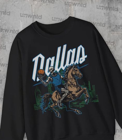 Dallas Basketball Sweatshirt - Graphic Tees - Bootleg - Vintage - Skeleton Shirt - Mavericks Merch Tee - Crewneck - NBA