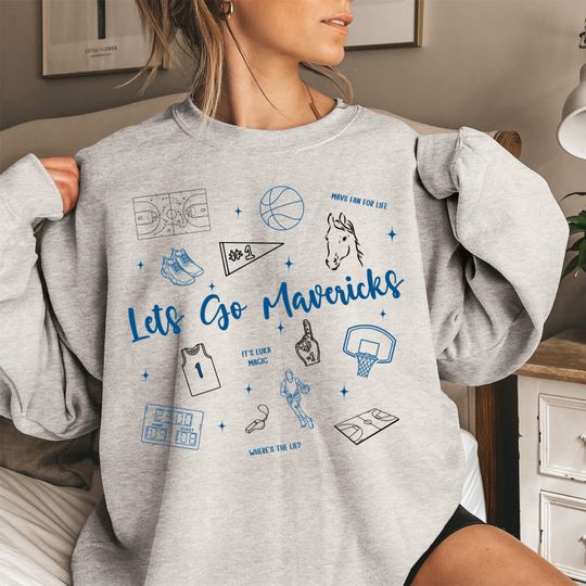 Dallas Basketball Doodle Sweatshirt Dallas Mavericks Lets Go Mavericks Shirt NBA Sweatshirt Mavericks Sweatshirt Game Day Shirt NBA Apparel