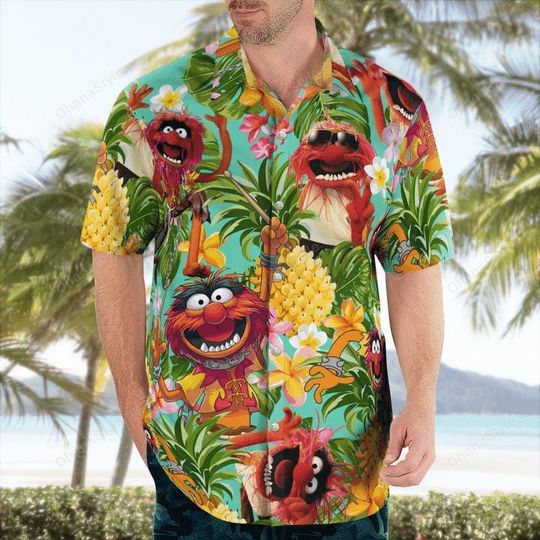 Discover Animal Muppet Hawaiian Flowers Pattern Shirt, Animal Muppet Shirt Short Sleeve Button Down Shirt Outfit, Aloha Summer Beach Shirt