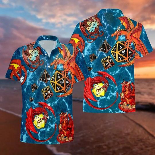 Dungeons And Dragons Hawaiian Shirt, DnD Hawaiian Short Sleeve Button Down Shirt Outfit, Aloha Summer Beach Shirt