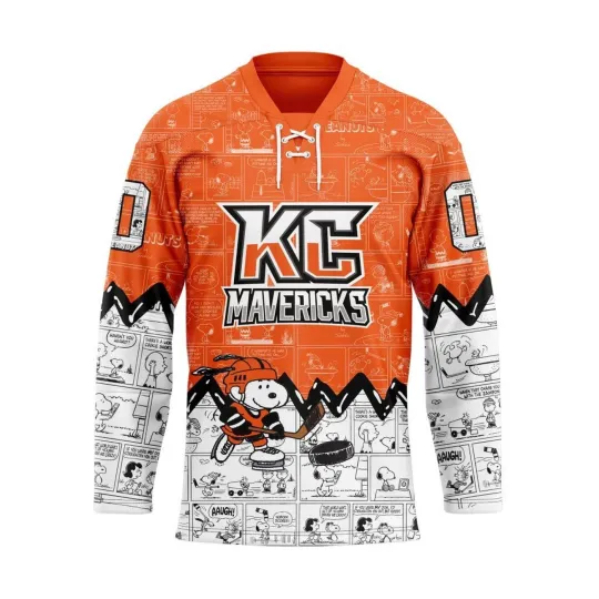 Discover Personalized Kansaas City Mavericks Special Peanuts Lace Hockey Shirt Design