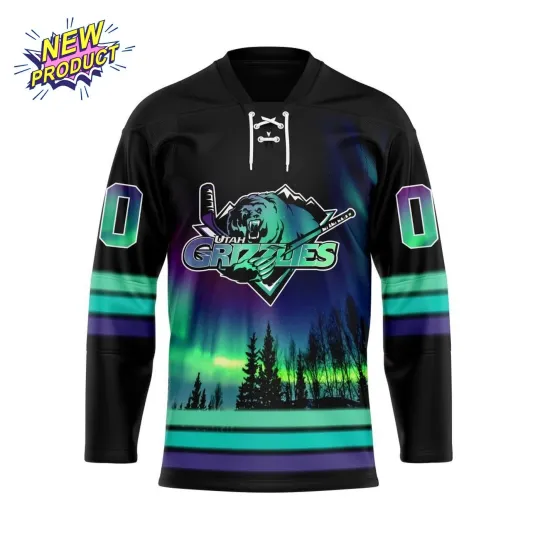 Utah Special Design With Northern Lights Lace Hockey Shirt Fullsize