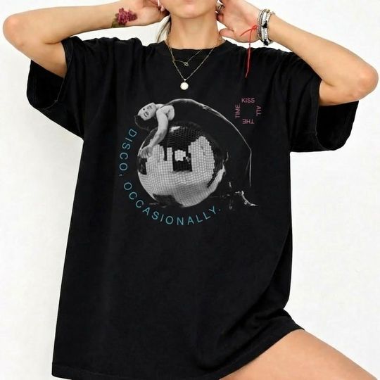 Discover Harry  Kiss All The Time Shirt, Disco Occasionally, Styles Seated Side View on a Disco Ball, Concert Shirt