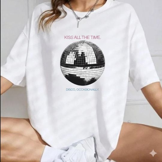 Discover HS4 T-shirt, Kiss All the Time Disco Graphic Shirt, Pop Concert Style T-Shirt, Fan Outfit Gift