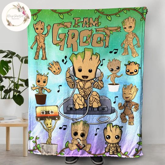 Personalized I am Groot blanket, Guardians of the Galaxy blanket, Cute Groot blanket, Kids & Adults blanket, Gift for birthday Boy Girl