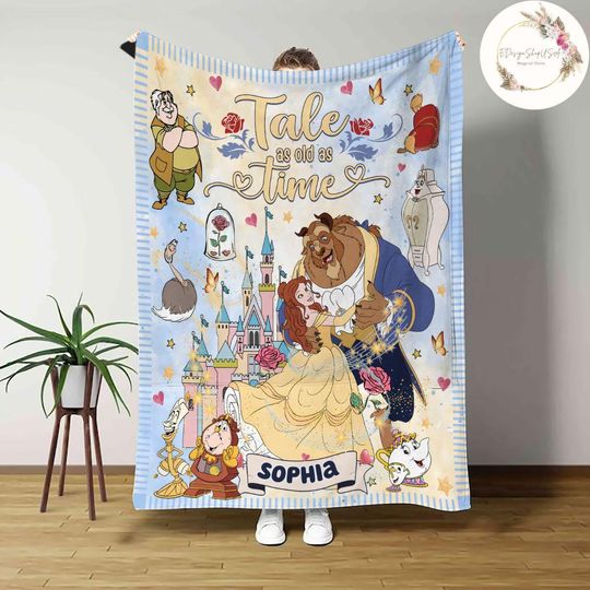 Discover Personalized Beauty and the Beast Disney Princess Belle Blanket, Baby Girl Blanket, Princess Birthday Girl, Tale as Old as Time
