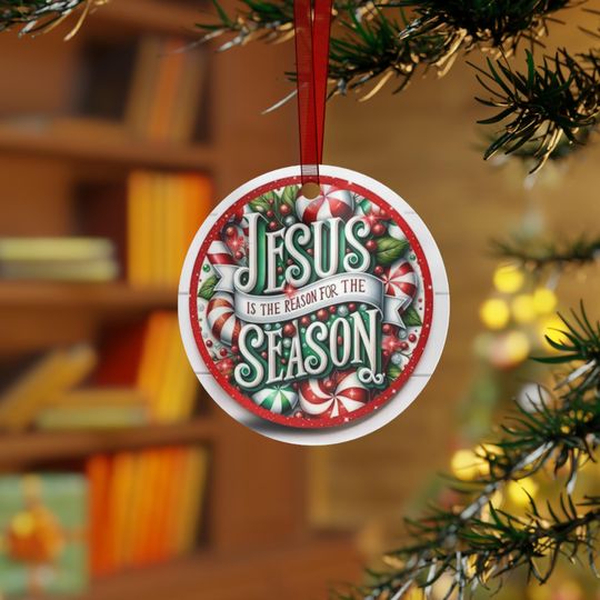 Discover Jesus Is the Reason for the Season Metal Ornament | Christmas Holiday Decoration