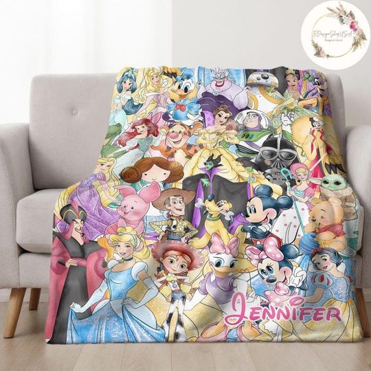 Discover Personalized All Characters Disney Blanket, Mickey and Friends Toy Story Baby Girl Blanket, Disney Princess Birthday Girl Gifts